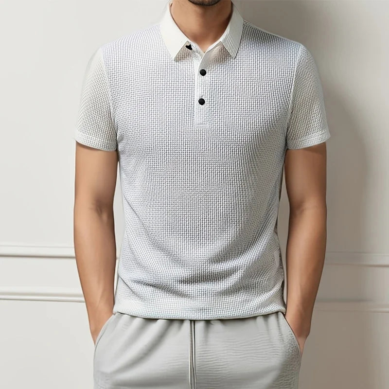 Men's Bone Texture Polo Shirt – Breathable Summer Top