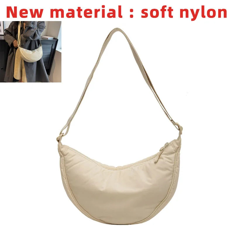 Nylon Padded Crossbody Shoulder Bag — Lightweight Travel Messenger Bag for Women