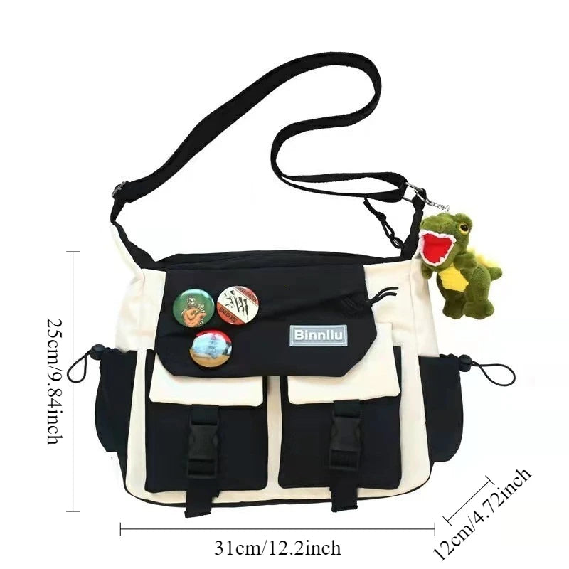 Harajuku Nylon Crossbody Bag — Unisex Street Style Messenger Satchel for School & Daily Use