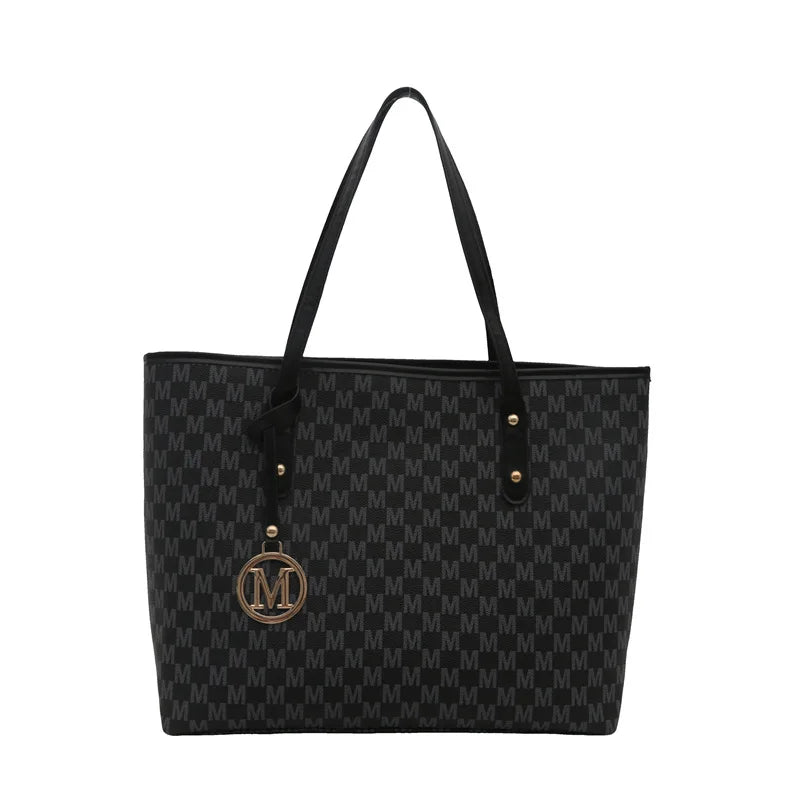 Vintage PU Leather Tote Bag — Large Underarm Shoulder Bag for Women