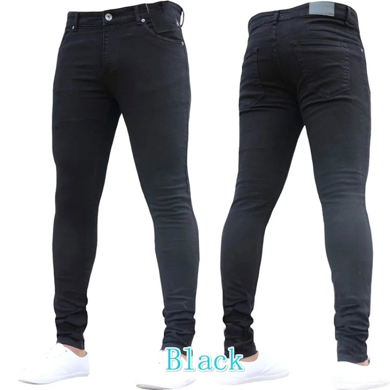 Unisex Solid Stretch Denim Straight-Leg Jeans