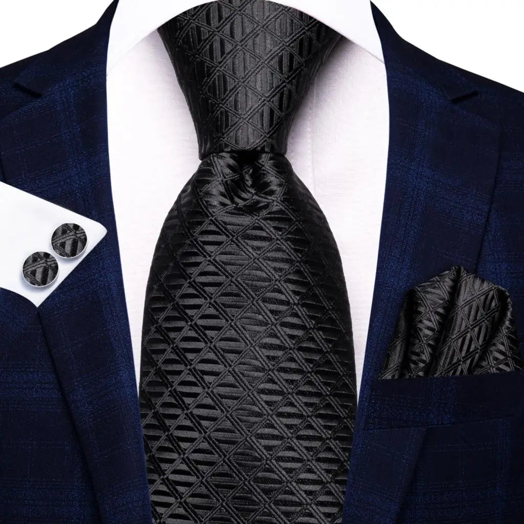 Floral Necktie Set for Men — Tie, Pocket Square & Cufflinks