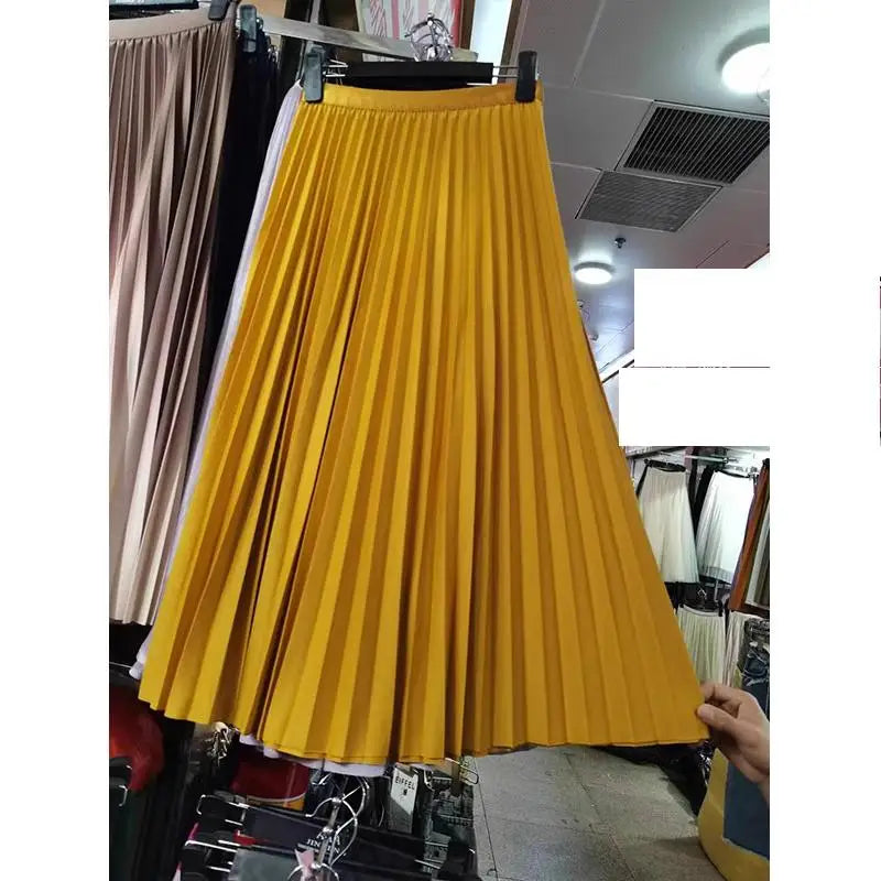 Elegant High-Waist Pleated Midi Skirt