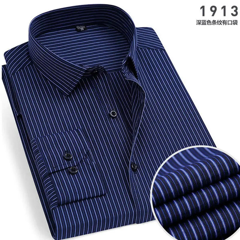 Camisa de manga larga a rayas ajustada para hombre