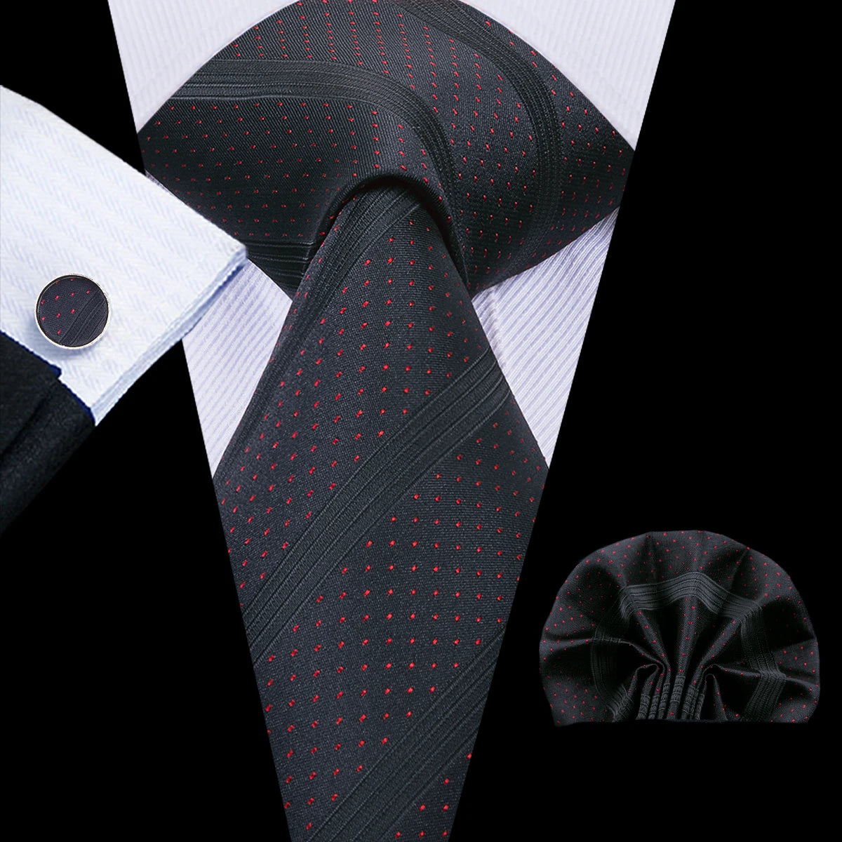 Floral Necktie Set for Men — Tie, Pocket Square & Cufflinks