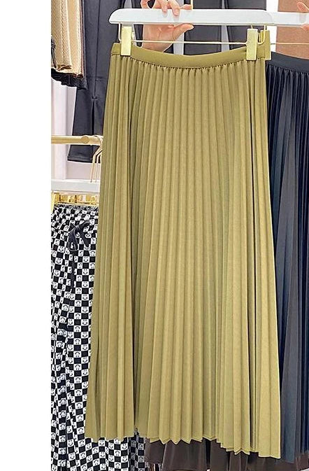 Elegant High-Waist Pleated Midi Skirt