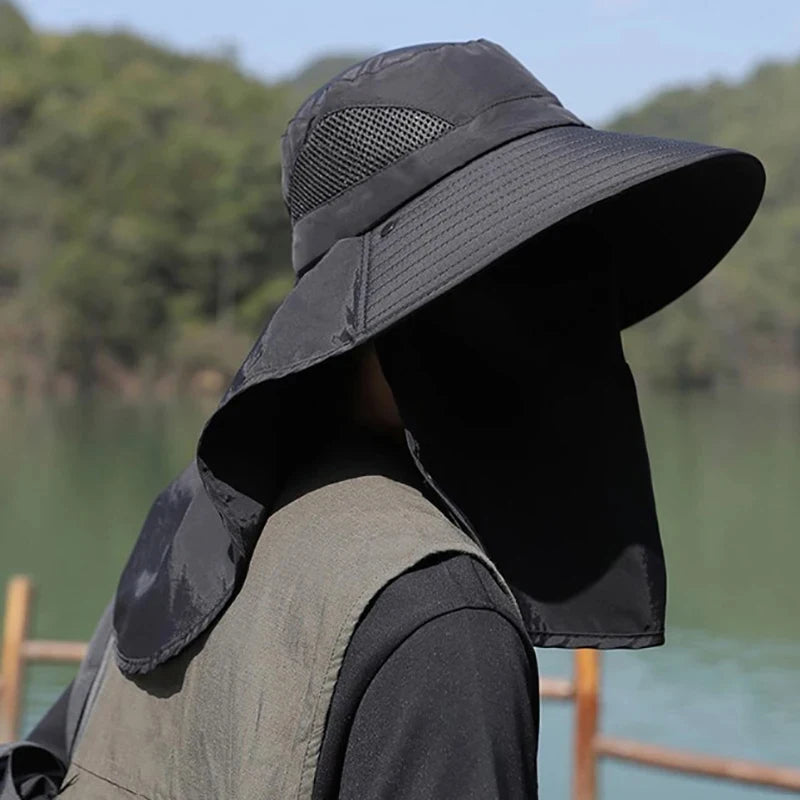 Wide Brim Outdoor Sun Hat Breathable Full Face Sun Shield Cap Anti Uv Fishing Travel Sports Sunshade Hat For Daily Outdoor Use