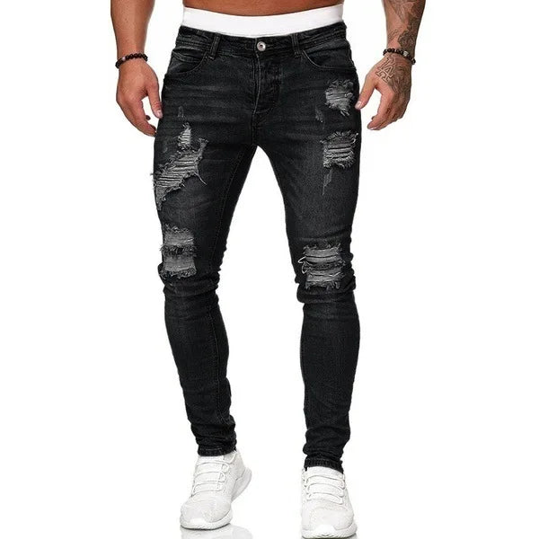 Unisex Solid Stretch Denim Straight-Leg Jeans