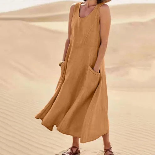 Women's Sleeveless Loose Sundress with Pockets