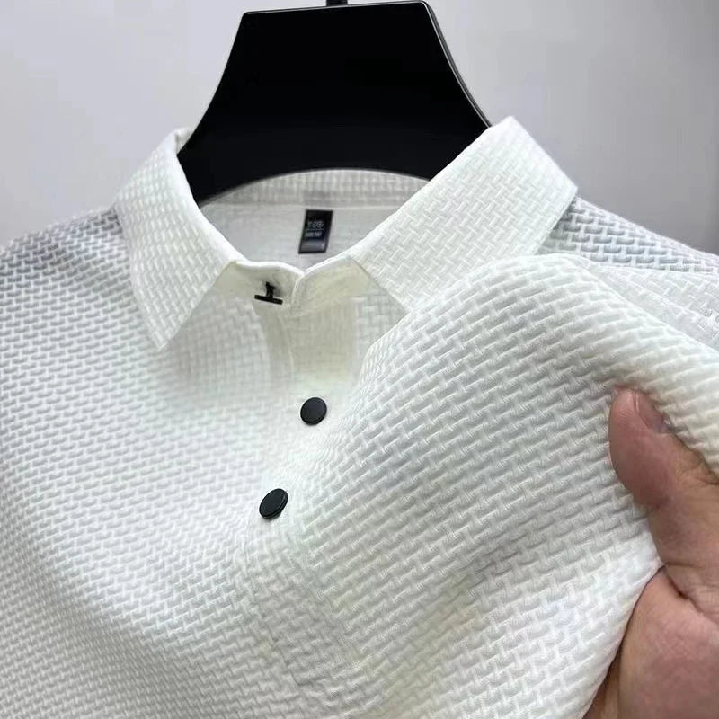 Polo de hombre con textura de hueso – Camiseta transpirable de verano