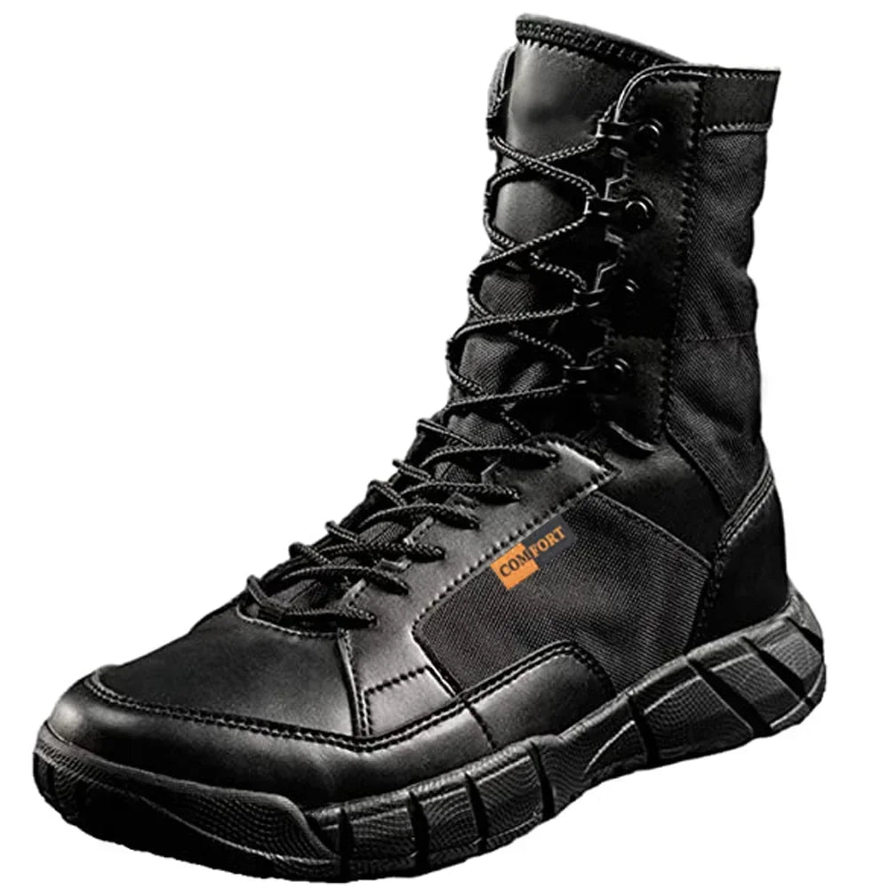 Botas Tácticas Ligeras para Hombre Zapatos de Combate de Entrenamiento con Cordones Impermeables al Aire Libre Botas de Senderismo Transpirables