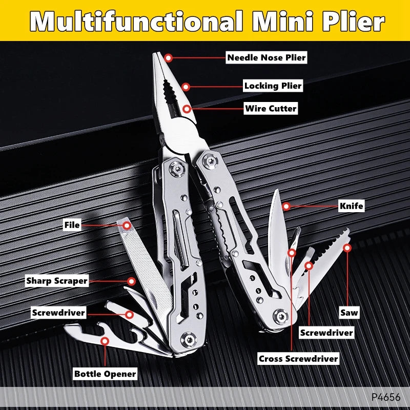 Pocket Mini Multi-Tool Pliers – Folding Knife, Screwdriver, Opener & Nail File | EDC