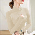 Crossover High Collar Long Sleeve Knit Top – 7 Colors