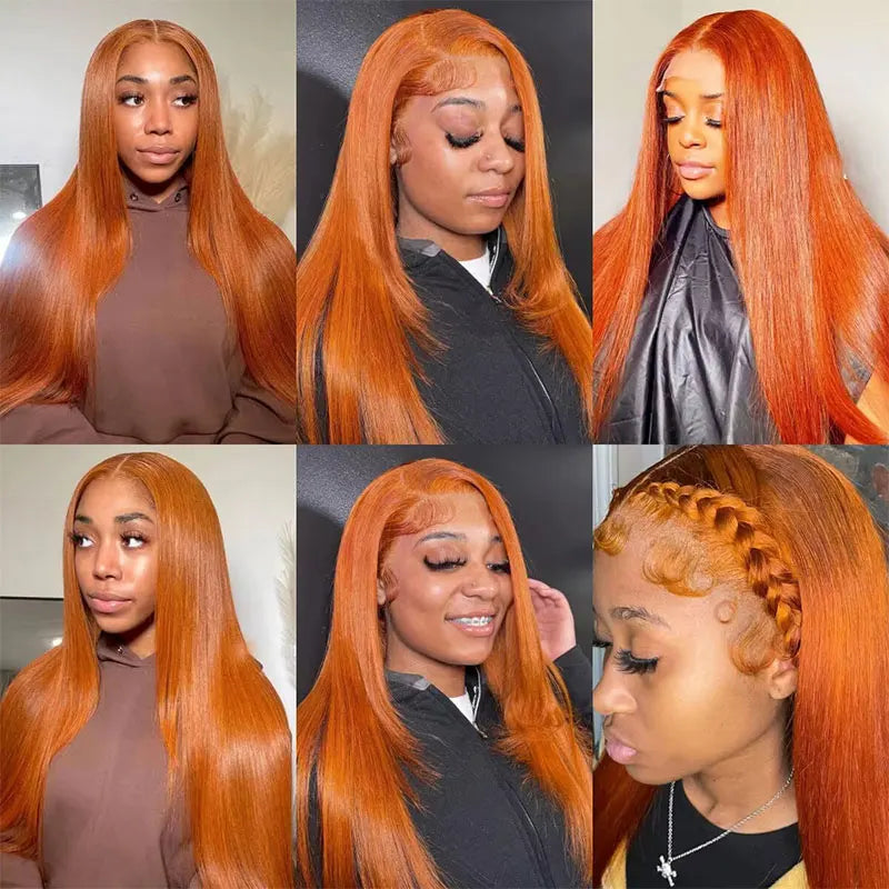 Ginger Orange Straight Lace Front Wig — Brazilian Remy Human Hair