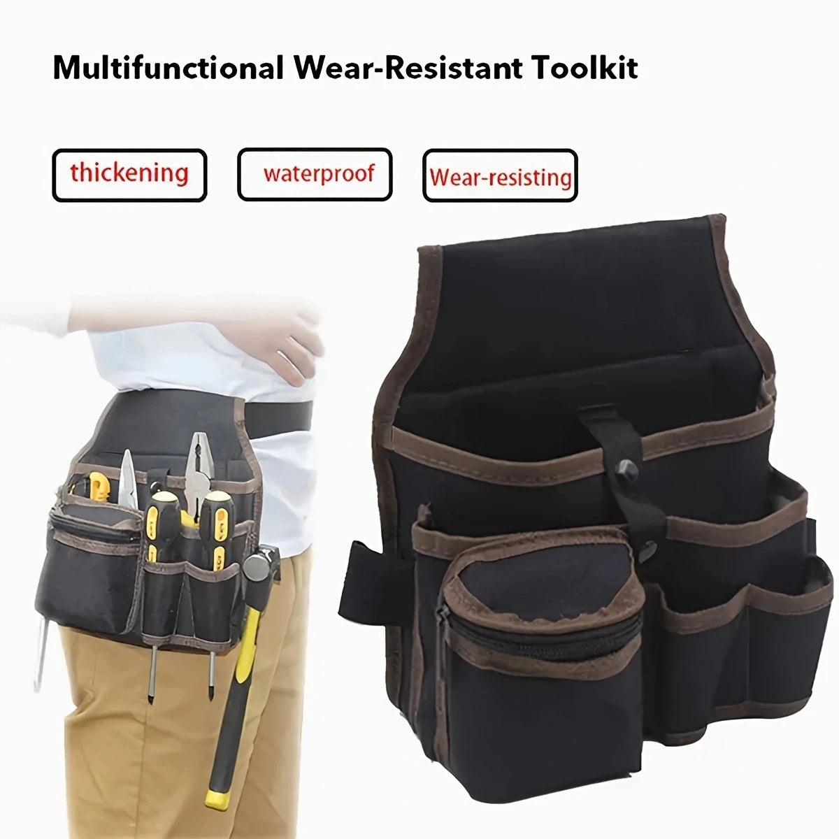 Electrician Tool Waist Bag — Nylon Belt Pouch for Hardware & Power Tools