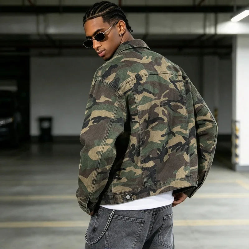 Camo Patchwork Color-Block Jacket