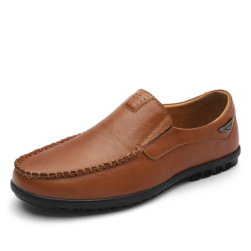 Mocasines de cuero genuino para hombre | Zapatos de conducir sin cordones