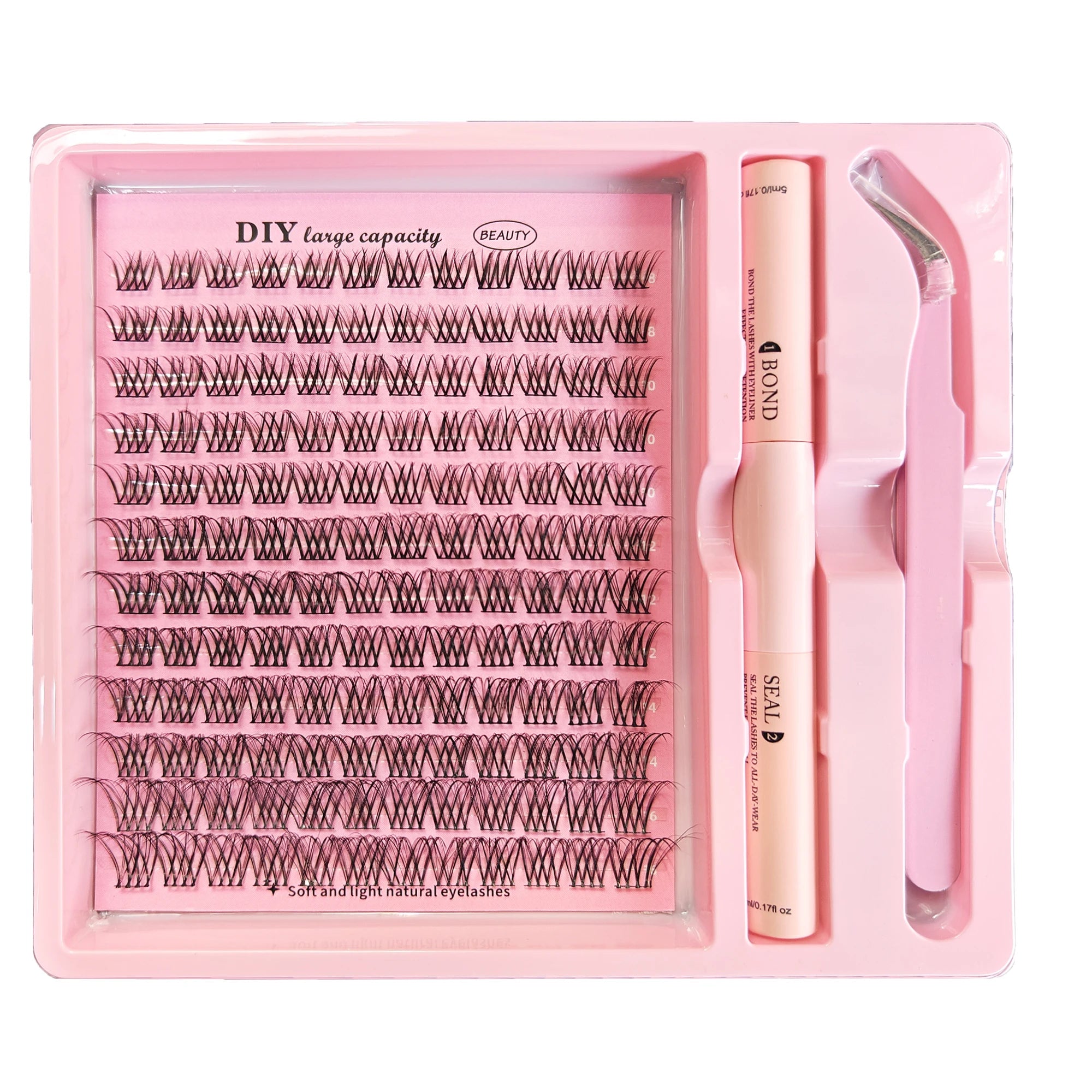 DIY Cluster Lash Kit – Individual Eyelash Extensions with Bond, Seal & Tweezers