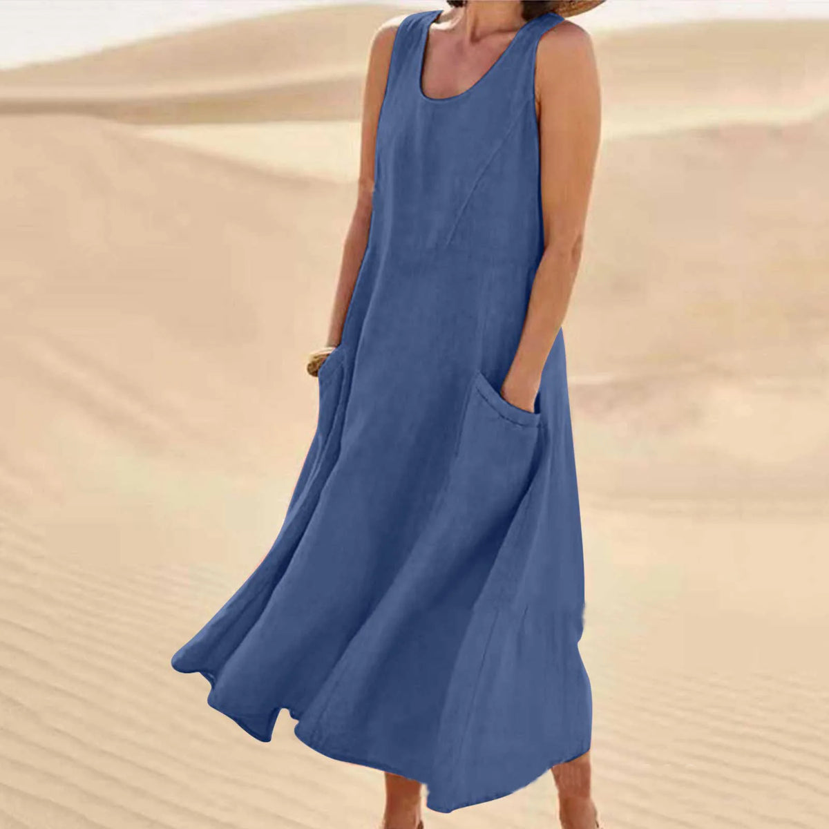 Women's Sleeveless Loose Sundress with Pockets