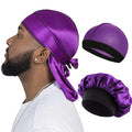 Silky Durag 3-Pack – Long Tail Wave Cap, Satin Bonnet & Headband for Men & Women