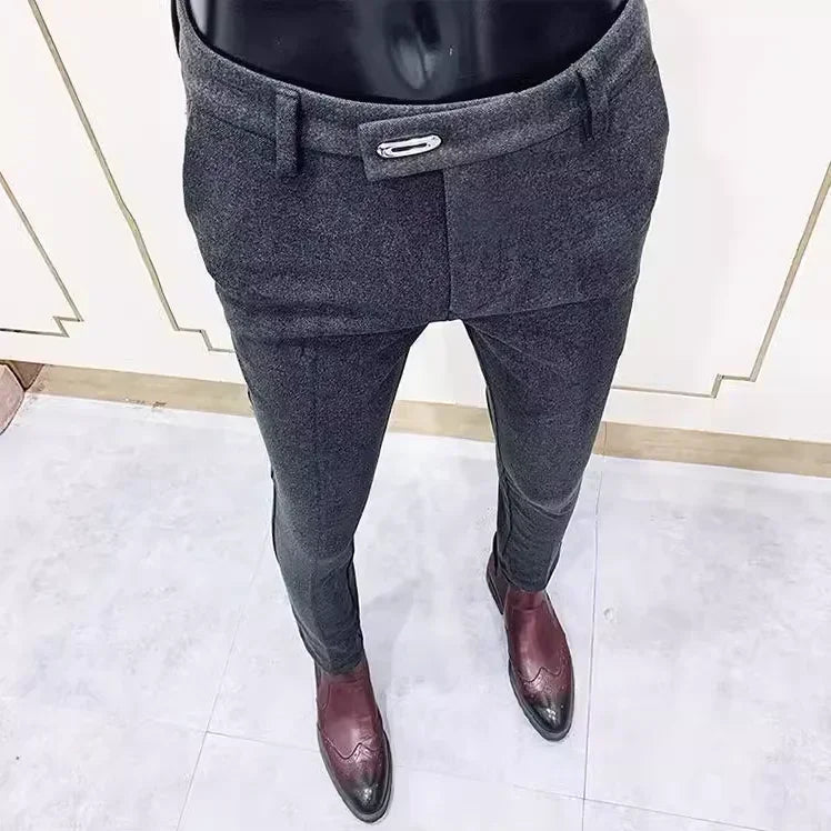 Men's Thickened Woolen Suit Pants - Slim Fit (28-36)