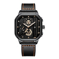 Luxury Big Dial Men Square Watch Casual PU Leather Strap Men Sports Watches