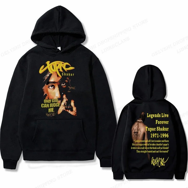 2Pac Graphic Hoodie – Unisex Oversized Fleece Hip Hop Sweatshirt
