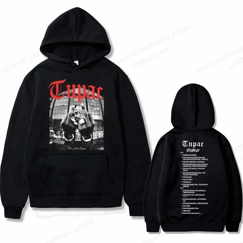 2Pac Graphic Hoodie – Unisex Oversized Fleece Hip Hop Sweatshirt