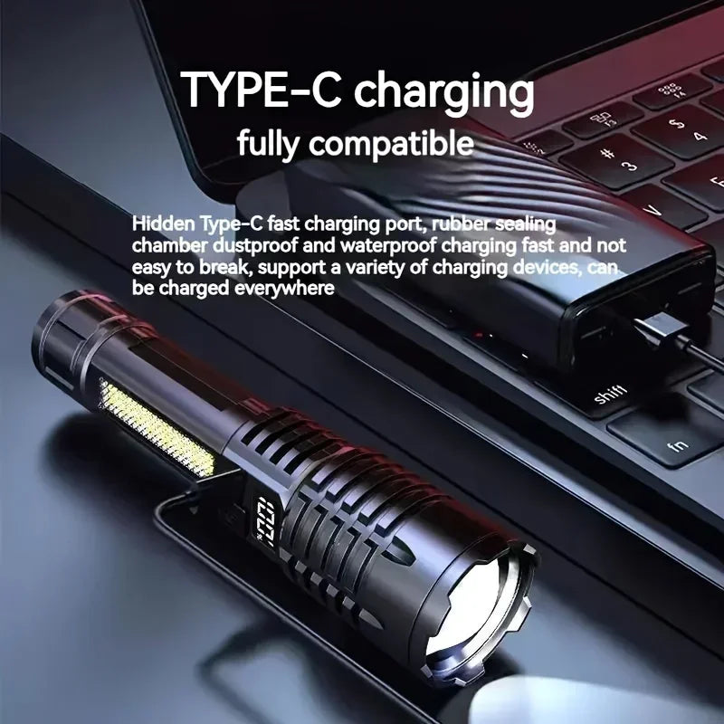 High Power LED Tactical Flashlight – Zoomable, Rechargeable, 5 Light Modes
