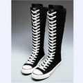 2025 New High Top Canvas Shoes for Women's Korean Edition Long Boot Lace-Up Zipper Comfortable Boot Zapatos De Mujer Tendencia
