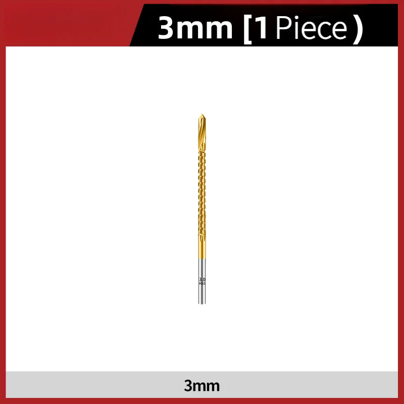 TG Multifunctional Titanium Plated Saw Drill Bit 3-13mm for Woodworking with Serrated Flute Design