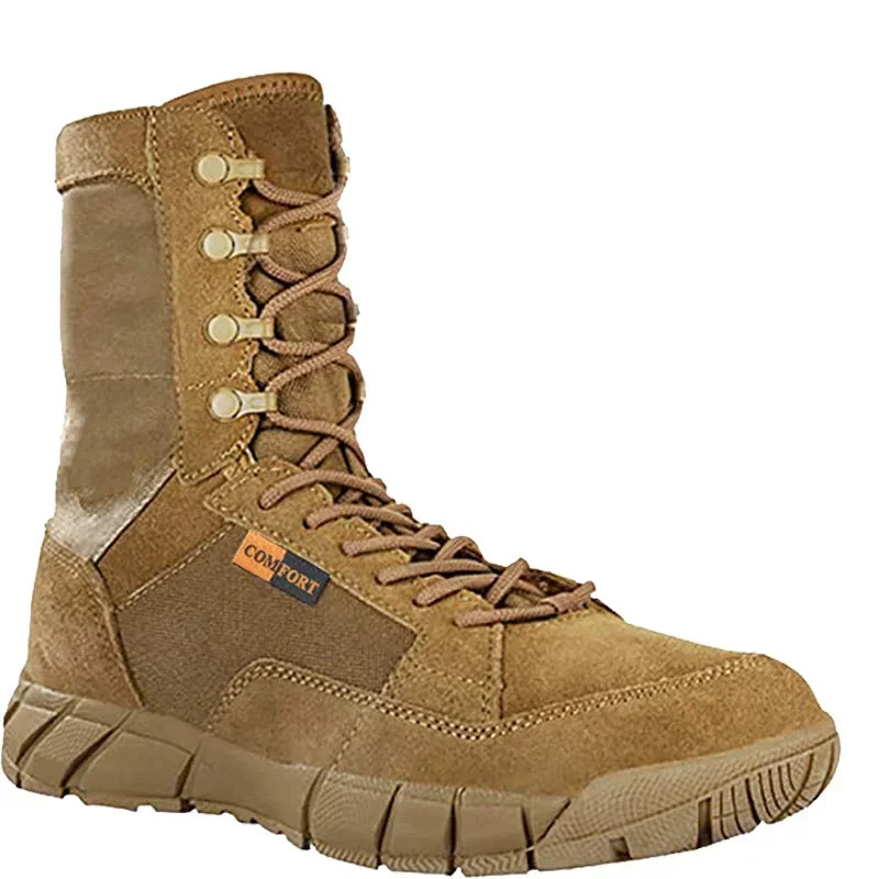 Botas Tácticas Ligeras para Hombre Zapatos de Combate de Entrenamiento con Cordones Impermeables al Aire Libre Botas de Senderismo Transpirables