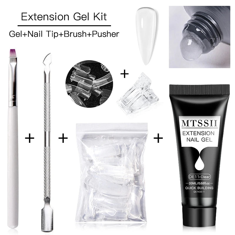 5-Piece Poly Nail Extension Gel Set – 20ml UV/LED Soak Off