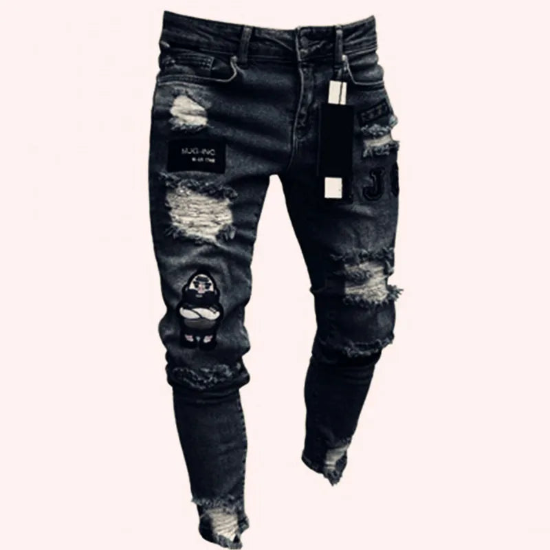 Unisex Solid Stretch Denim Straight-Leg Jeans