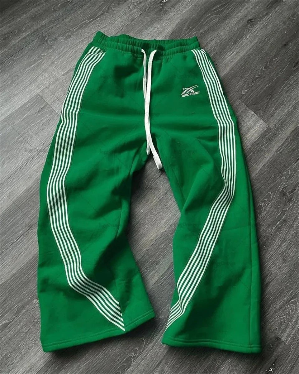 Y2K Wide Leg Cargo Sweatpants – Drawstring Jogger Pants for Women & Men
