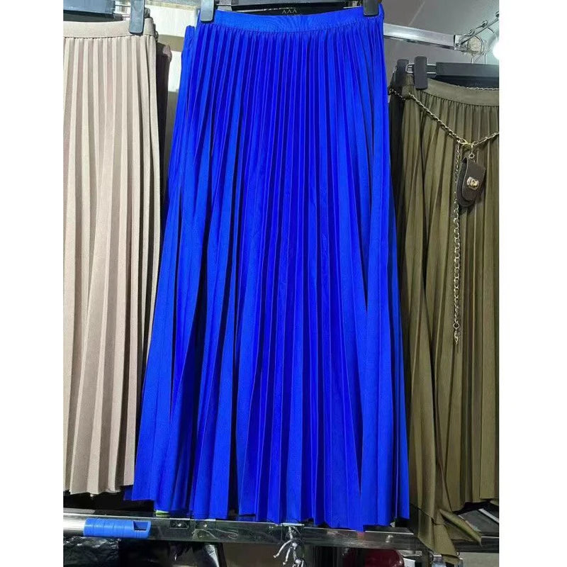 Elegant High-Waist Pleated Midi Skirt