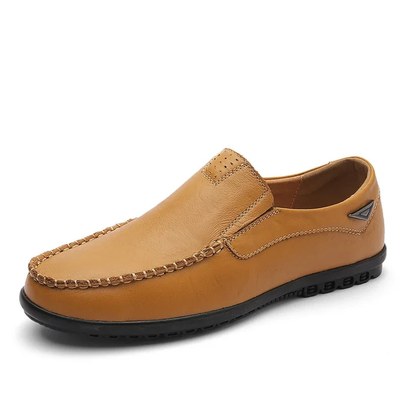 Mocasines de cuero genuino para hombre | Zapatos de conducir sin cordones