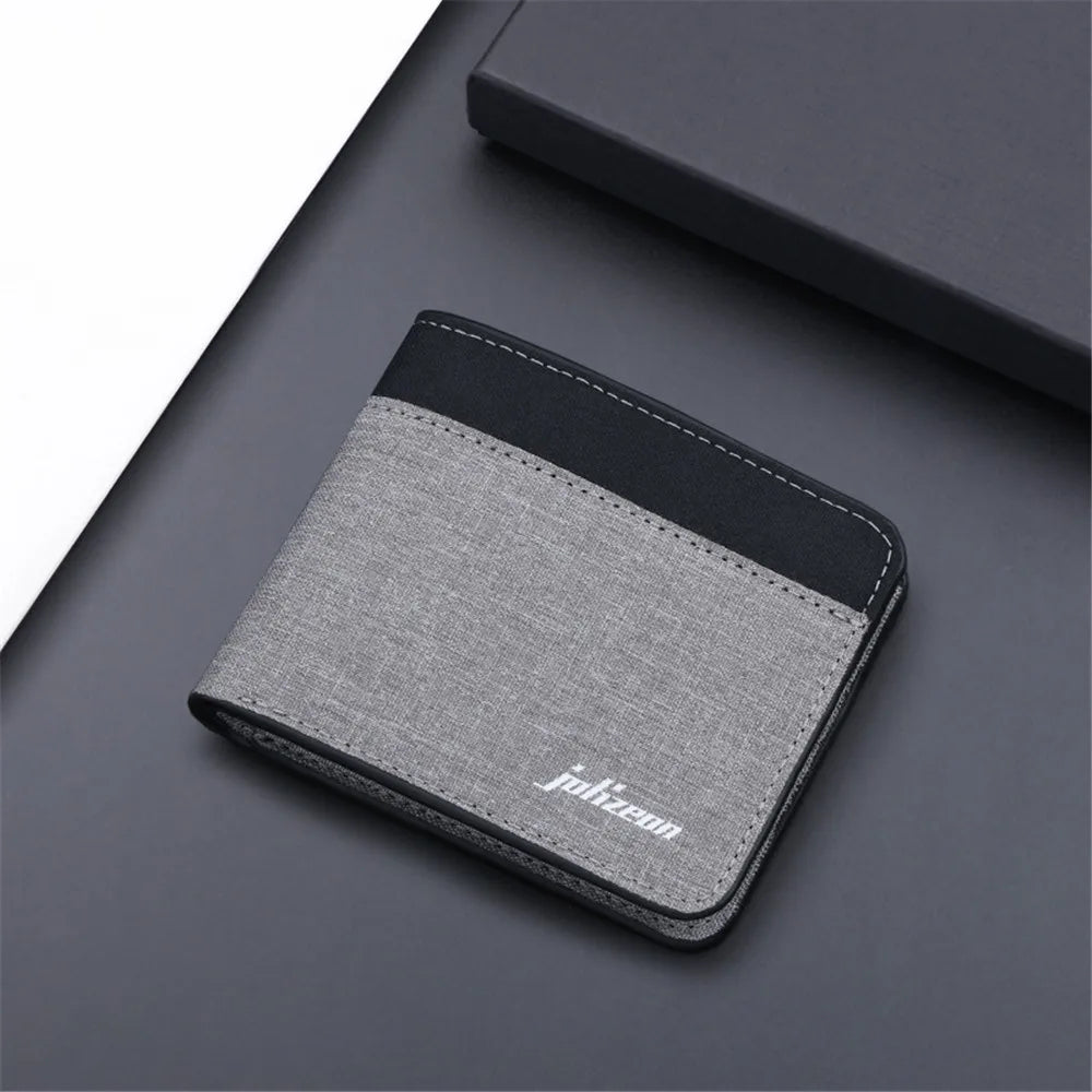 Men's Slim Canvas Card Holder Wallet — Mini Thin Coin Pouch & ID Holder