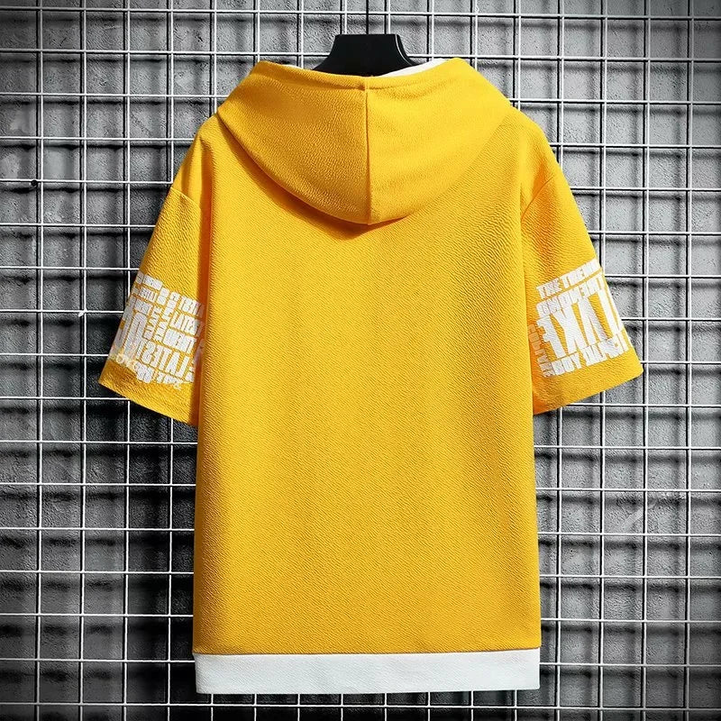 Summer Zip-Up Hoodie Set – Unisex Short Sleeve Graphic Hooded Top & Shorts