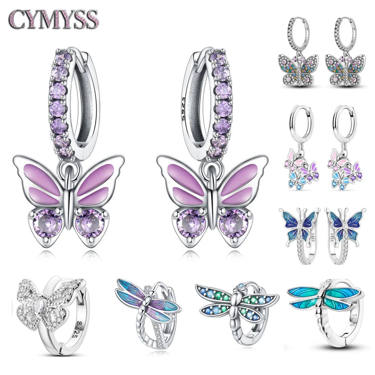 925 Sterling Silver Zircon Butterfly Drop Earrings – Women's Fine Jewelry