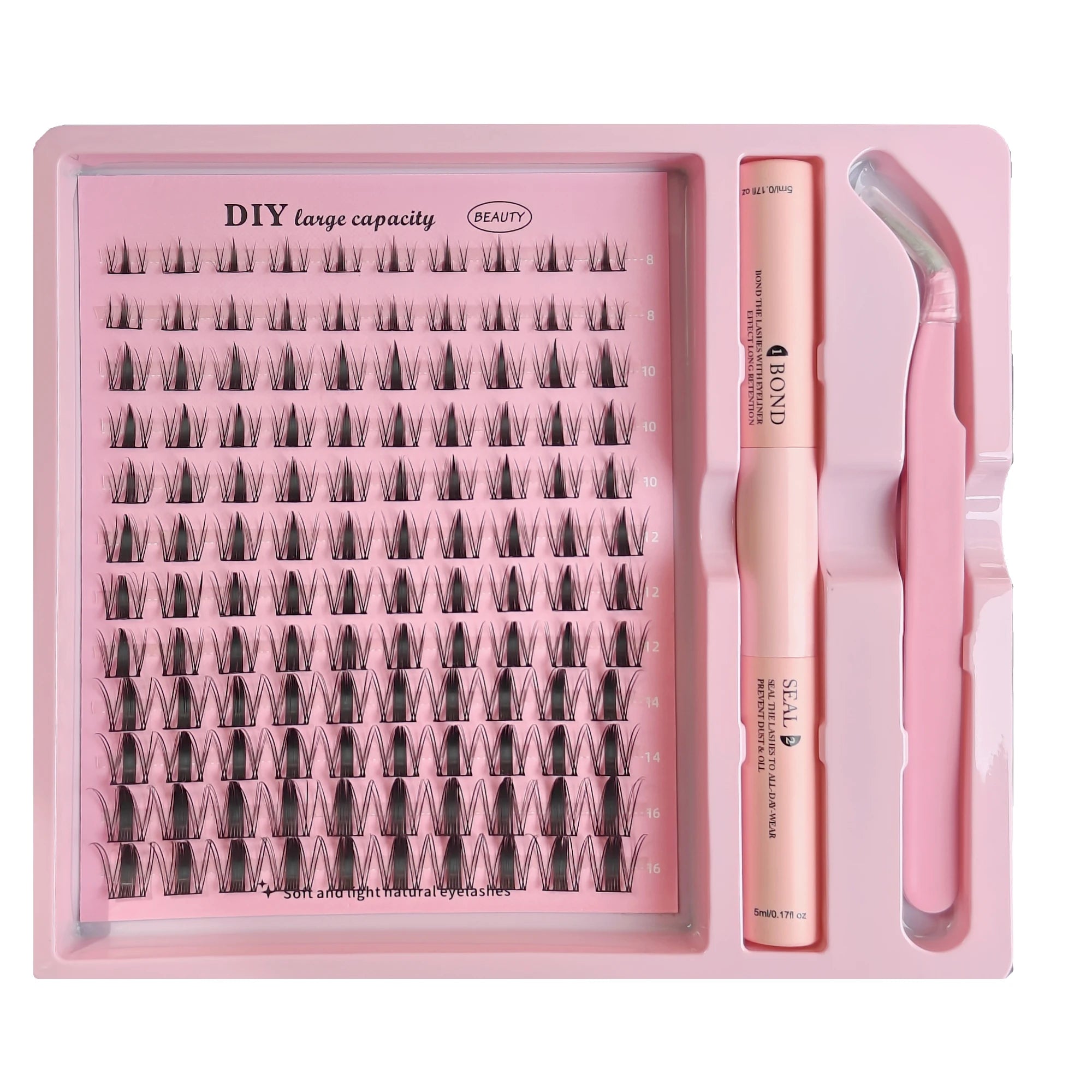 DIY Cluster Lash Kit – Individual Eyelash Extensions with Bond, Seal & Tweezers