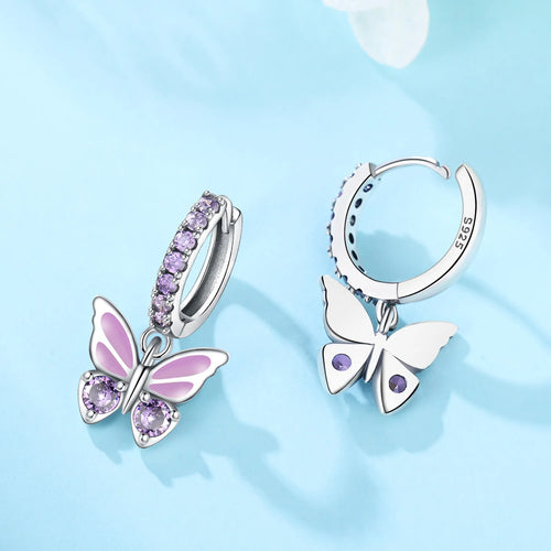 Pendientes de gota de mariposa con circonita de plata de ley 925 - Joyería fina para mujer