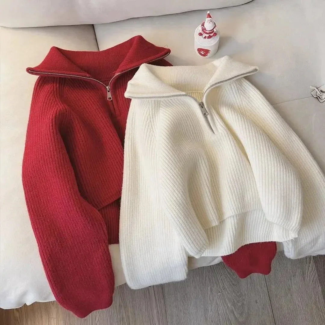 Quarter-Zip Cable Knit Sweater – 8 Colors