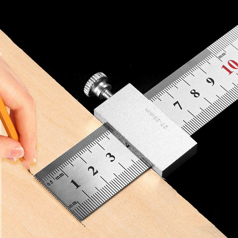 Woodworking Ruler Positioning Stop Block — Carbon Steel Marking Gauge