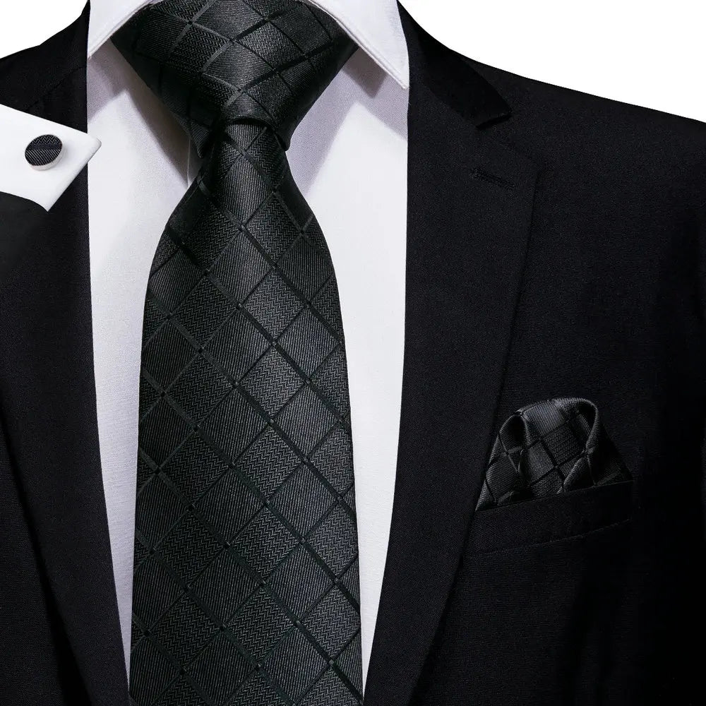 Floral Necktie Set for Men — Tie, Pocket Square & Cufflinks