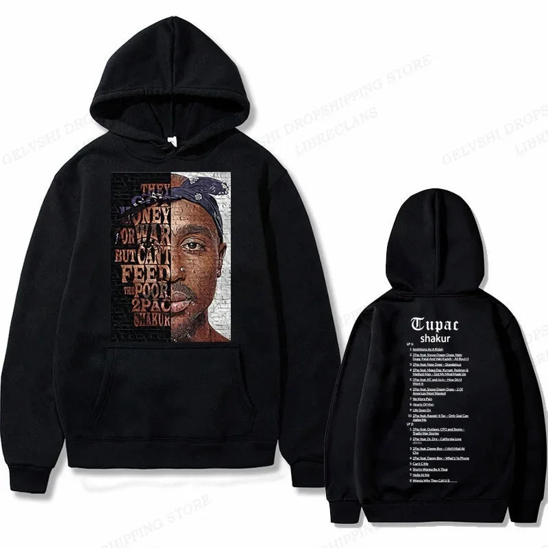 2Pac Graphic Hoodie – Unisex Oversized Fleece Hip Hop Sweatshirt