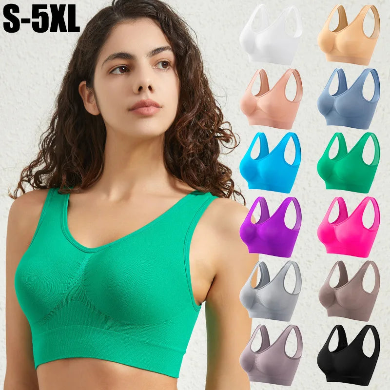 Sujetador Push-Up Sin Costuras para Mujer, Bralette Deportivo sin Aros, Top Corto, Lencería Sexy Lisa, Sin Relleno, Transpirable, Tallas Grandes, Sujetador Tipo Top S-5XL