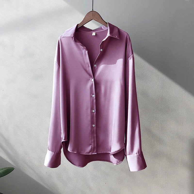 Women's Long Sleeve Button Blouse - Casual Office Shirt (S-4XL)