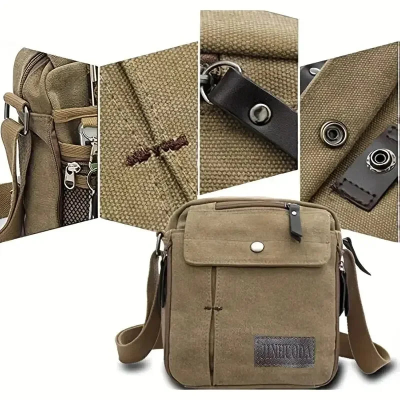 Vintage Canvas Square Crossbody Bag