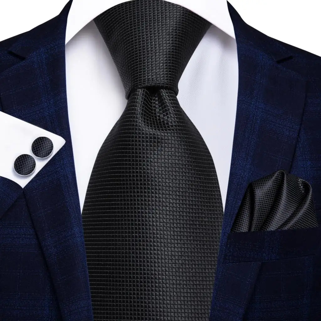Floral Necktie Set for Men — Tie, Pocket Square & Cufflinks